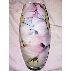 Franco Design Art Glass Swirl Marbled Reverse Painted Vase 10.25" approx